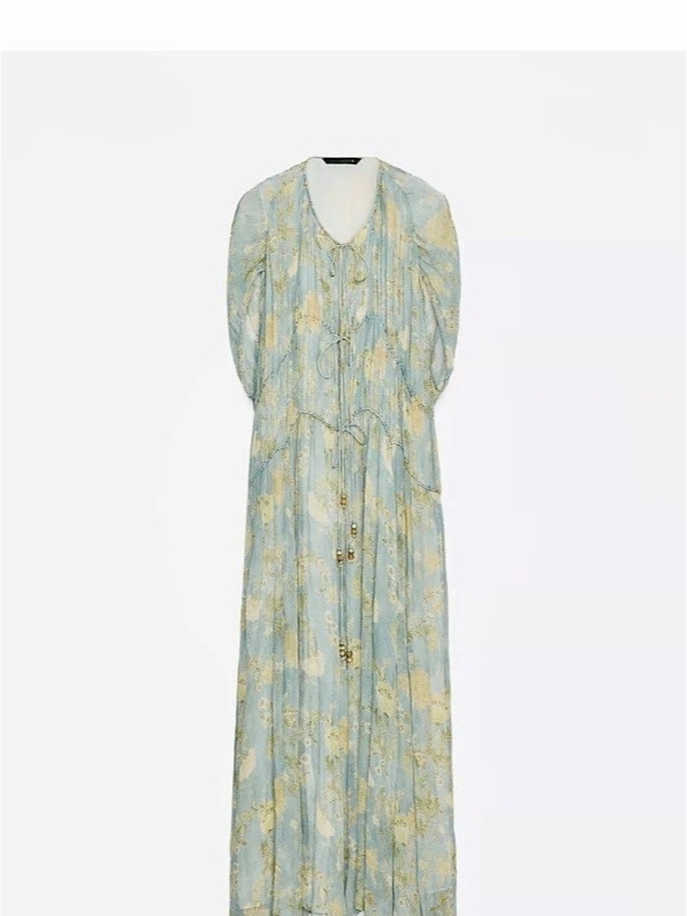 Zara ZW Collection Printed Dress Floral Maxi Dress Blue & Yellow